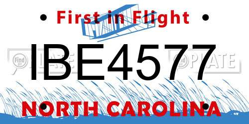IBE4577 North Carolina License Plate