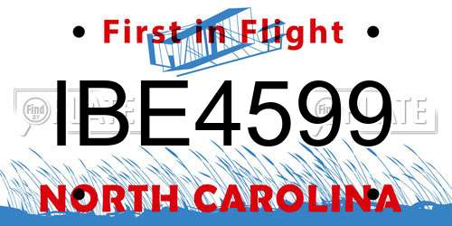 IBE4599 North Carolina License Plate