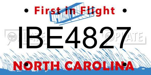 IBE4827 North Carolina License Plate