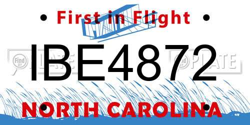 IBE4872 North Carolina License Plate