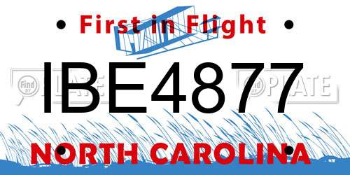 IBE4877 North Carolina License Plate