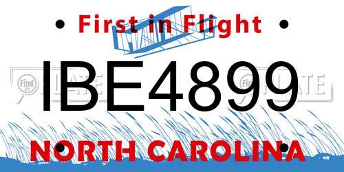 IBE4899 North Carolina License Plate