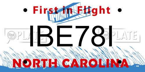 IBE78I North Carolina License Plate