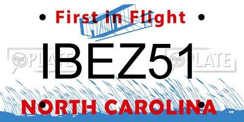 IBEZ51 North Carolina License Plate