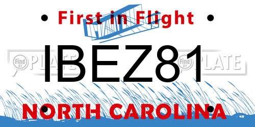 IBEZ81 North Carolina License Plate