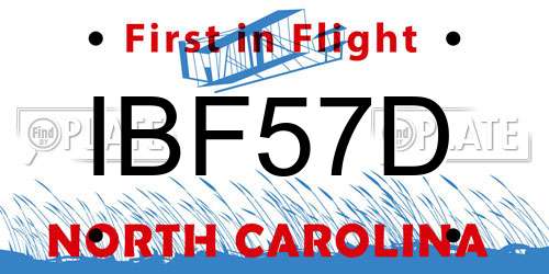 IBF57D North Carolina License Plate