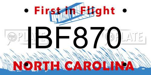IBF870 North Carolina License Plate