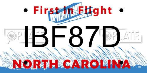 IBF87D North Carolina License Plate