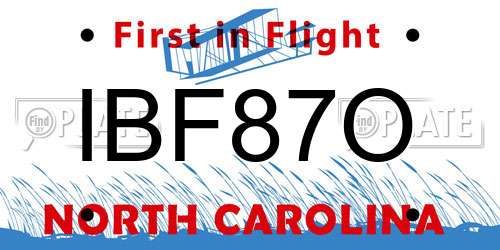 IBF87O North Carolina License Plate