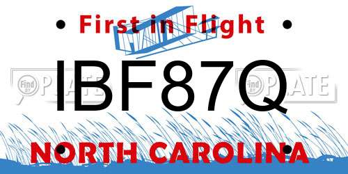 IBF87Q North Carolina License Plate