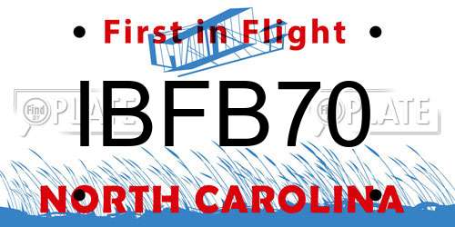 IBFB70 North Carolina License Plate
