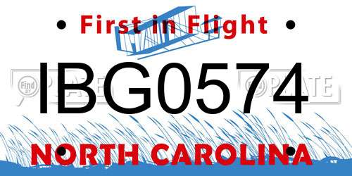 IBG0574 North Carolina License Plate