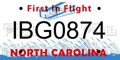 IBG0874 North Carolina License Plate