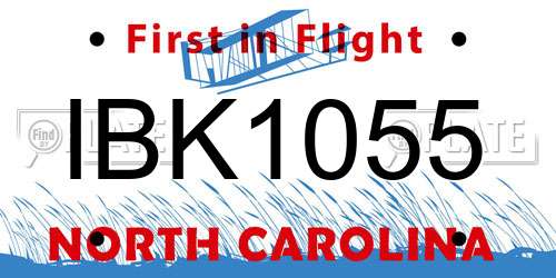 IBK1055 North Carolina License Plate