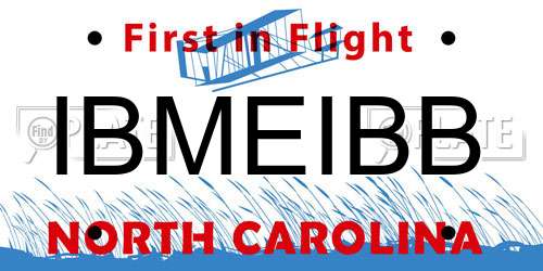 IBMEIBB North Carolina License Plate