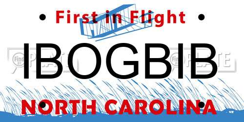 IBOGBIB North Carolina License Plate