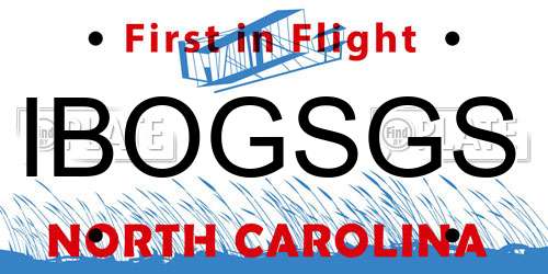 IBOGSGS North Carolina License Plate