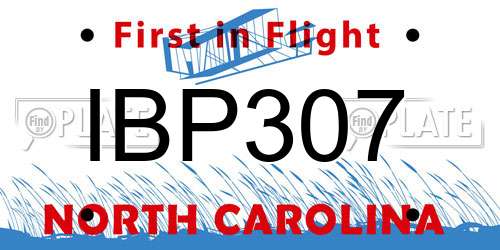 IBP307 North Carolina License Plate