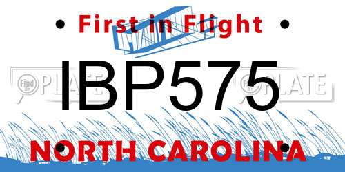 IBP575 North Carolina License Plate