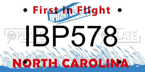 IBP578 North Carolina License Plate