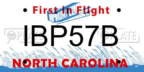 IBP57B North Carolina License Plate