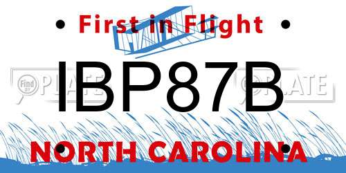 IBP87B North Carolina License Plate