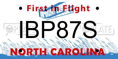 IBP87S North Carolina License Plate