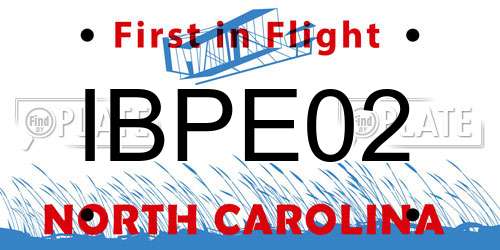 IBPE02 North Carolina License Plate