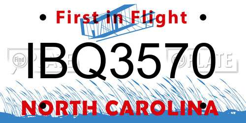 IBQ3570 North Carolina License Plate