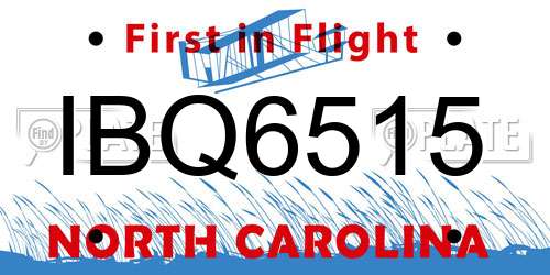 IBQ6515 North Carolina License Plate