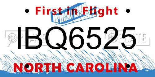 IBQ6525 North Carolina License Plate