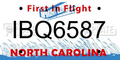 IBQ6587 North Carolina License Plate