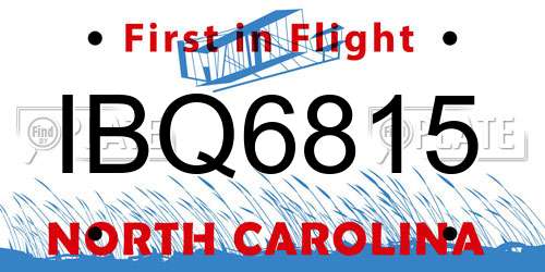 IBQ6815 North Carolina License Plate