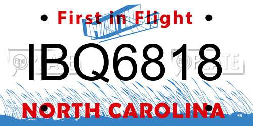 IBQ6818 North Carolina License Plate