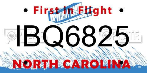 IBQ6825 North Carolina License Plate