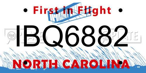 IBQ6882 North Carolina License Plate