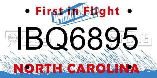 IBQ6895 North Carolina License Plate