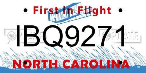 IBQ9271 North Carolina License Plate