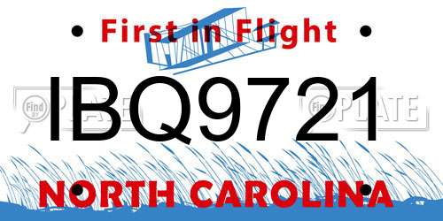 IBQ9721 North Carolina License Plate