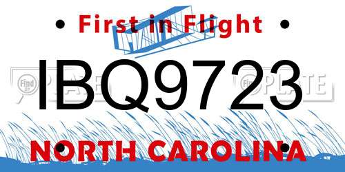IBQ9723 North Carolina License Plate