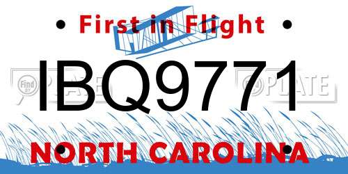 IBQ9771 North Carolina License Plate