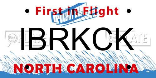 IBRKCK North Carolina License Plate