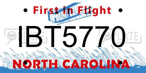 IBT5770 North Carolina License Plate