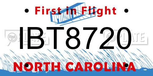 IBT8720 North Carolina License Plate