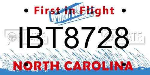 IBT8728 North Carolina License Plate