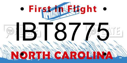 IBT8775 North Carolina License Plate