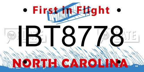 IBT8778 North Carolina License Plate