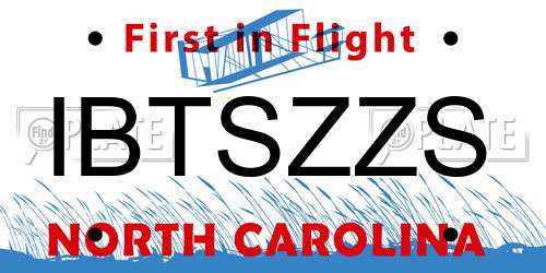 IBTSZZS North Carolina License Plate