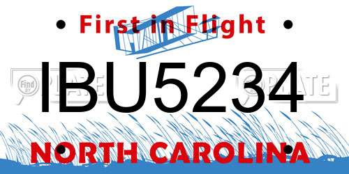 IBU5234 North Carolina License Plate