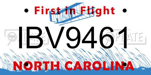 IBV9461 North Carolina License Plate